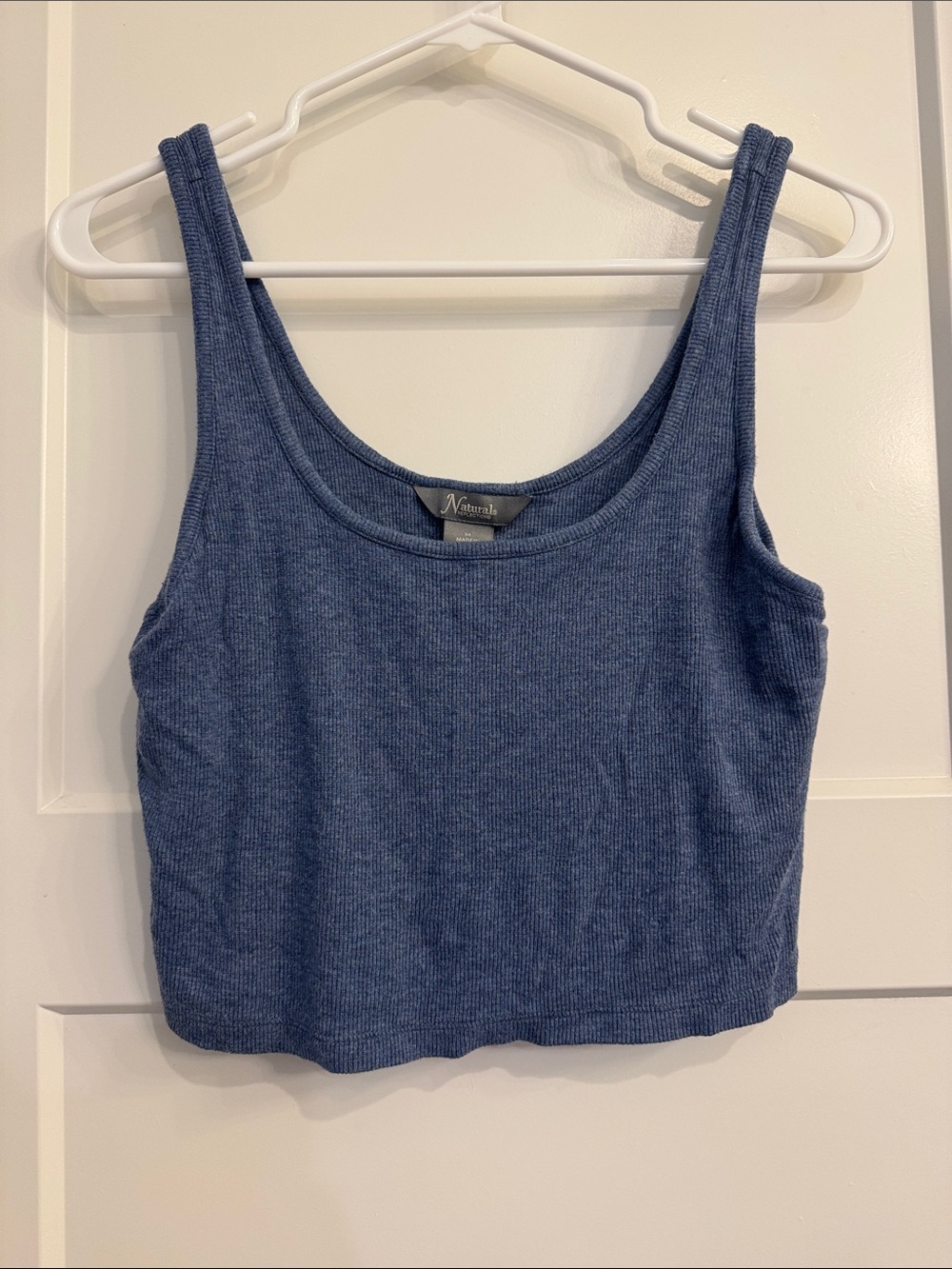 Natural Reflections Blue Ribbed Scoop Neck Tank